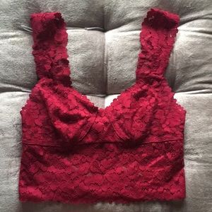 Raspberry lace crop top